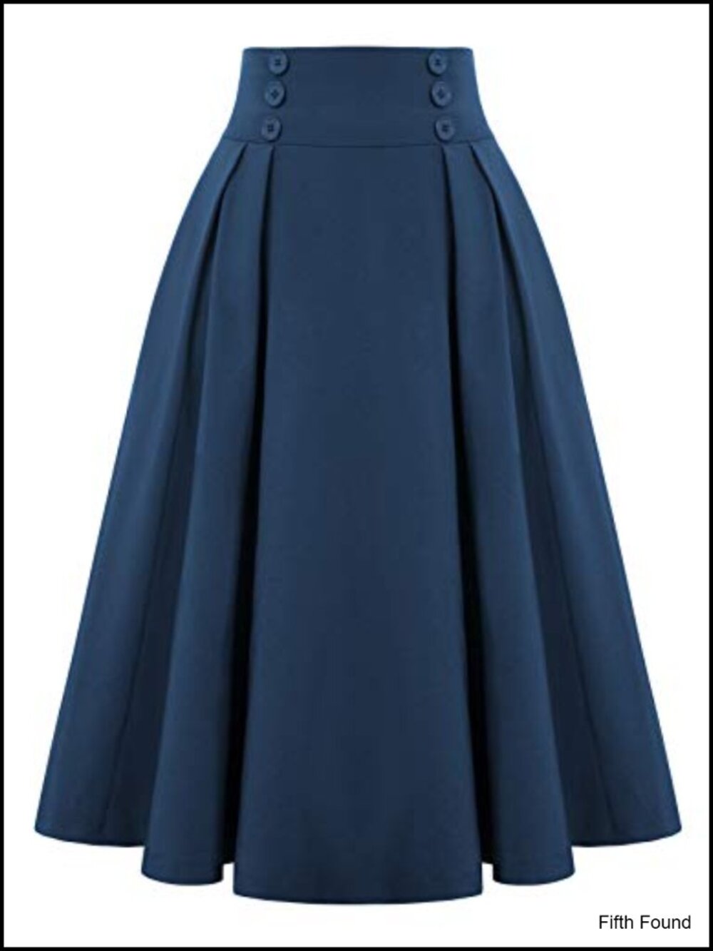 Pleated Midi A-Line Skirt with Pockets Elastic Waist Button Decor
